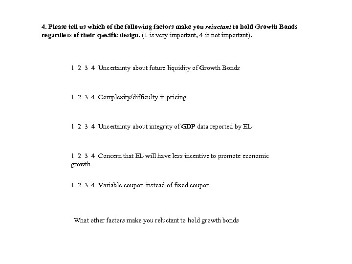 4. Please tell us which of the following factors make you reluctant to hold