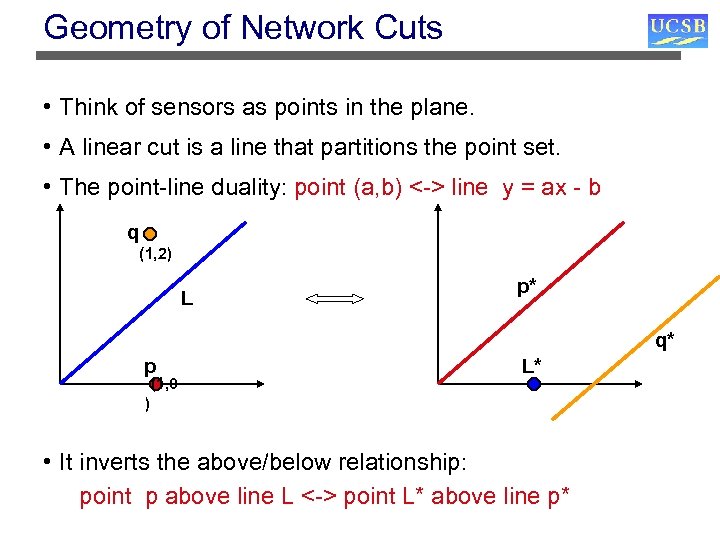 Geometry of Network Cuts • Think of sensors as points in the plane. •