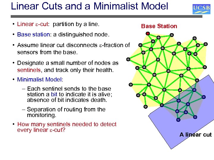 Linear Cuts and a Minimalist Model • Linear -cut: partition by a line. Base