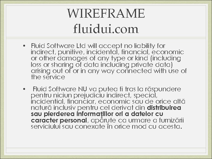 WIREFRAME fluidui. com • Fluid Software Ltd will accept no liability for indirect, punitive,