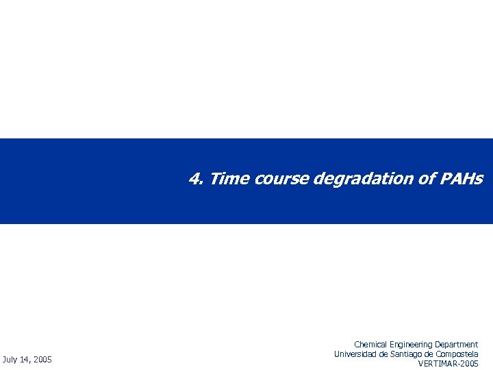 4. Time course degradation of PAHs July 14, 2005 Chemical Engineering Department Universidad de