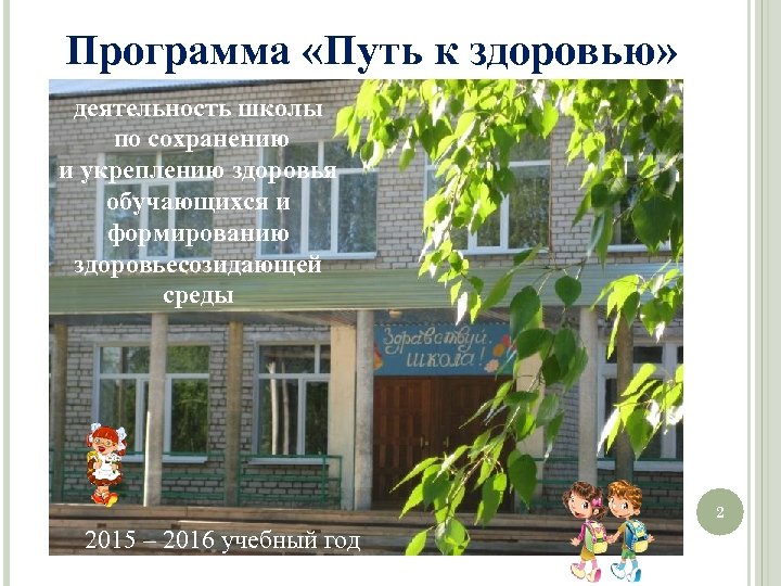 Программа «Путь к здоровью» деятельность школы по сохранению и укреплению здоровья обучающихся и формированию