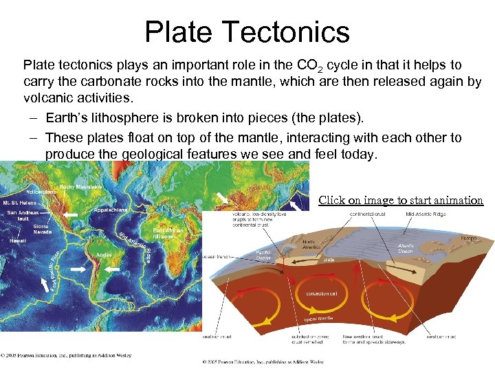 Plate Tectonics Plate tectonics plays an important role in the CO 2 cycle in