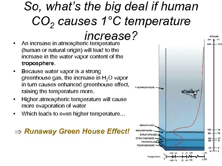  • • So, what’s the big deal if human CO 2 causes 1°C