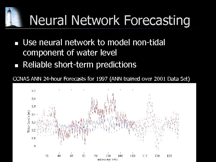 Neural Network Forecasting n n Use neural network to model non-tidal component of water