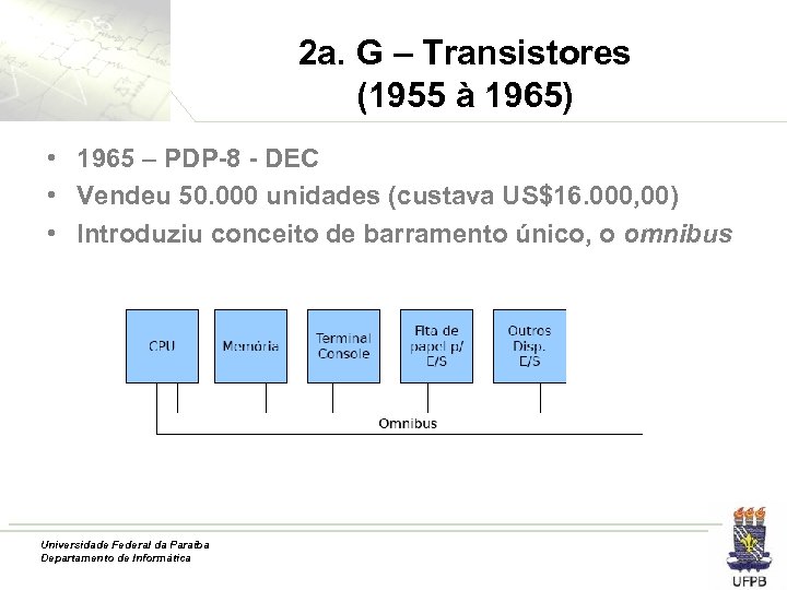 2 a. G – Transistores (1955 à 1965) • 1965 – PDP-8 - DEC