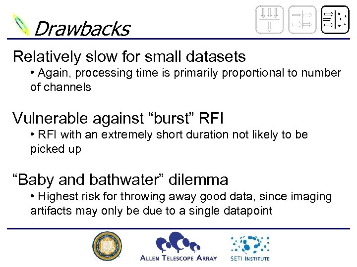 Drawbacks Relatively slow for small datasets • Again, processing time is primarily proportional to