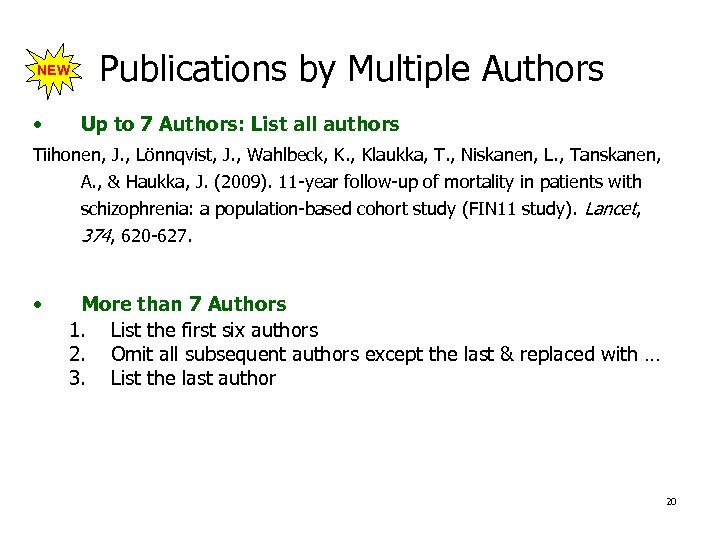 NEW • Publications by Multiple Authors Up to 7 Authors: List all authors Tiihonen,