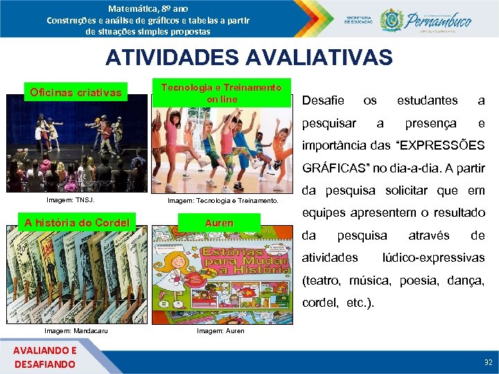 Matemática, 8º ano Construções e análise de gráficos e tabelas a partir de situações