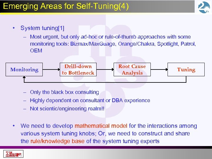 Emerging Areas for Self-Tuning(4) • System tuning[1] – Most urgent, but only ad-hoc or