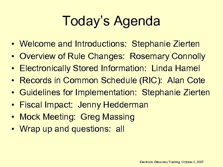 Today’s Agenda • • Welcome and Introductions: Stephanie Zierten Overview of Rule Changes: Rosemary