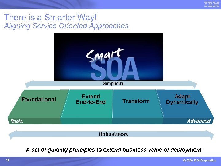 There is a Smarter Way! Aligning Service Oriented Approaches Foundational Extend End-to-End Transform Adapt