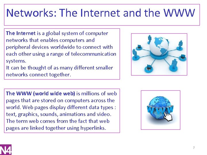 Networks: The Internet and the WWW The Internet is a global system of computer