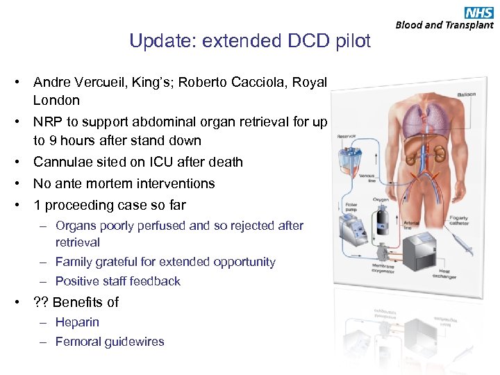 Update: extended DCD pilot • Andre Vercueil, King’s; Roberto Cacciola, Royal London • NRP