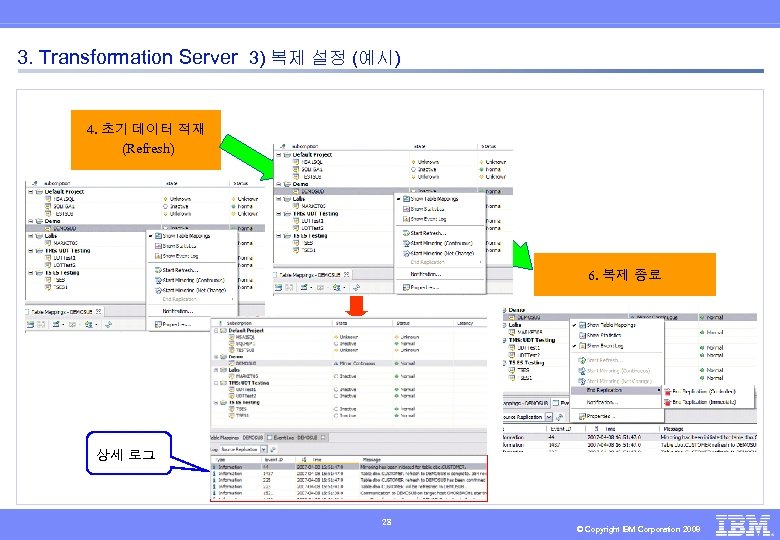 3. Transformation Server 3) 복제 설정 (예시) 4. 초기 데이터 적재 (Refresh) 5. 복제