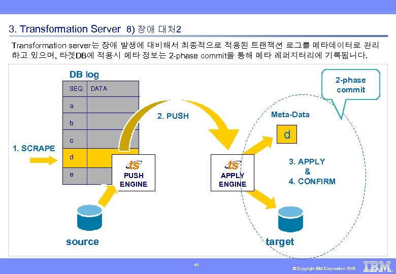 3. Transformation Server 8) 장애 대처 2 Transformation server는 장애 발생에 대비해서 최종적으로 적용된