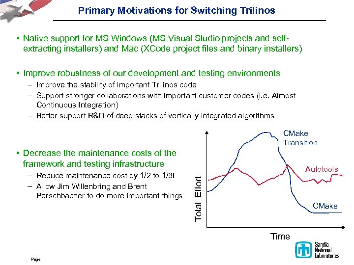 Primary Motivations for Switching Trilinos • Native support for MS Windows (MS Visual Studio