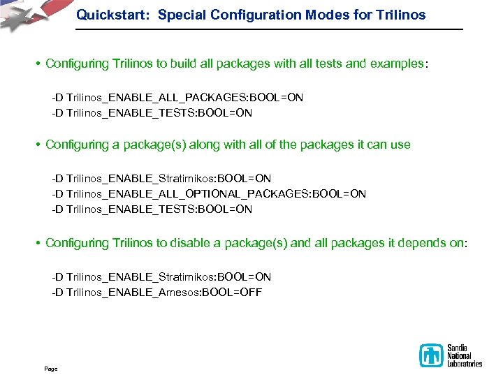 Quickstart: Special Configuration Modes for Trilinos • Configuring Trilinos to build all packages with