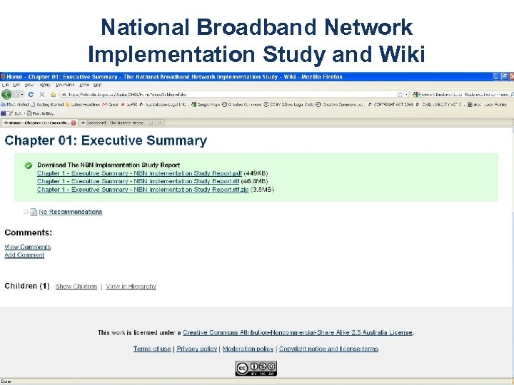 National Broadband Network Implementation Study and Wiki a university for the real world R