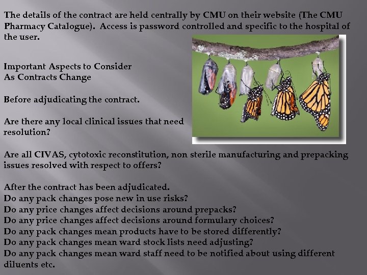 The details of the contract are held centrally by CMU on their website (The