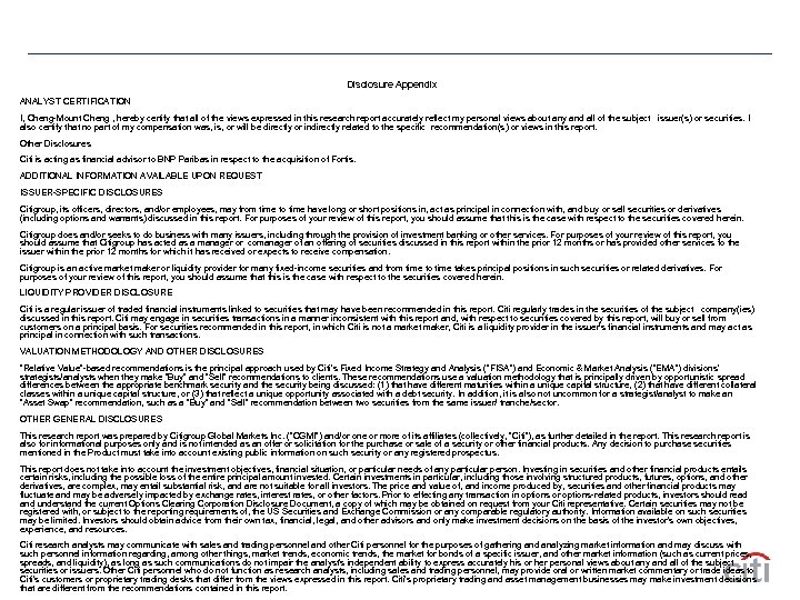 Disclosure Appendix ANALYST CERTIFICATION I, Cheng-Mount Cheng , hereby certify that all of the