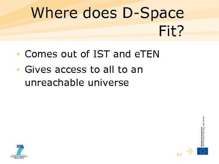 Where does D-Space Fit? • Comes out of IST and e. TEN • Gives