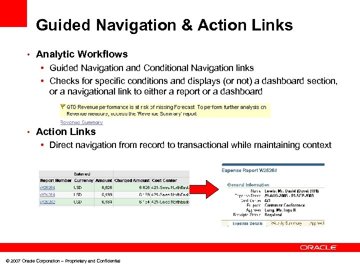 Guided Navigation & Action Links • Analytic Workflows • Guided Navigation and Conditional Navigation