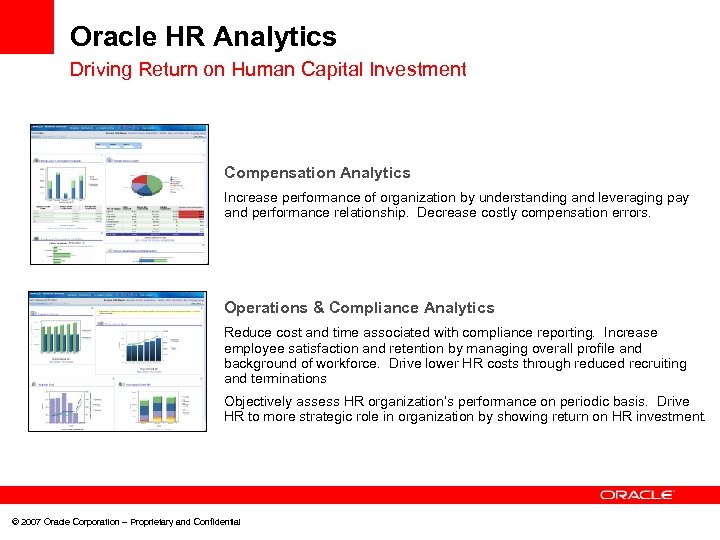 Oracle HR Analytics Driving Return on Human Capital Investment Compensation Analytics Increase performance of