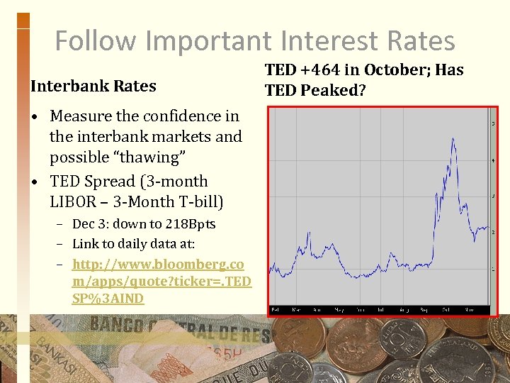 Follow Important Interest Rates Interbank Rates • Measure the confidence in the interbank markets