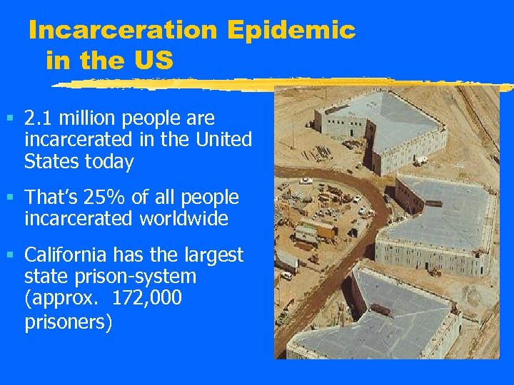Incarceration Epidemic in the US § 2. 1 million people are incarcerated in the