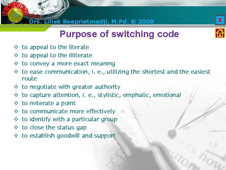 LS IDA Drs. Liliek Kontrakkuliah; Kontrakbelajar; Intro; BPd: form&function; BPd: compre&mem; BPs: syntax& Prod;