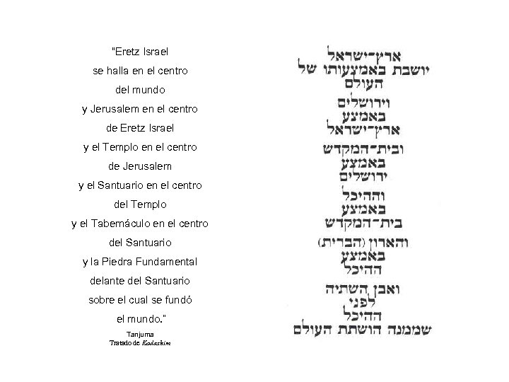 “Eretz Israel se halla en el centro del mundo y Jerusalem en el centro