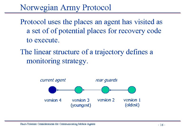 Norwegian Army Protocol uses the places an agent has visited as a set of