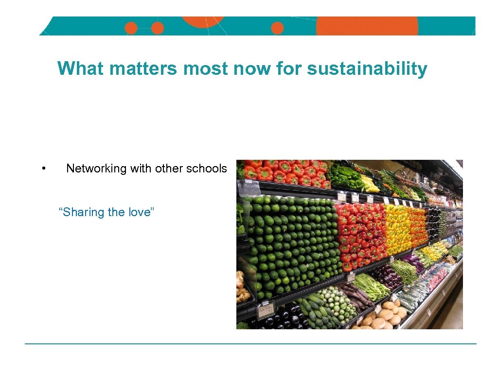 NSW DEPARTMENT OF EDUCATION AND TRAINING What matters most now for sustainability • Networking