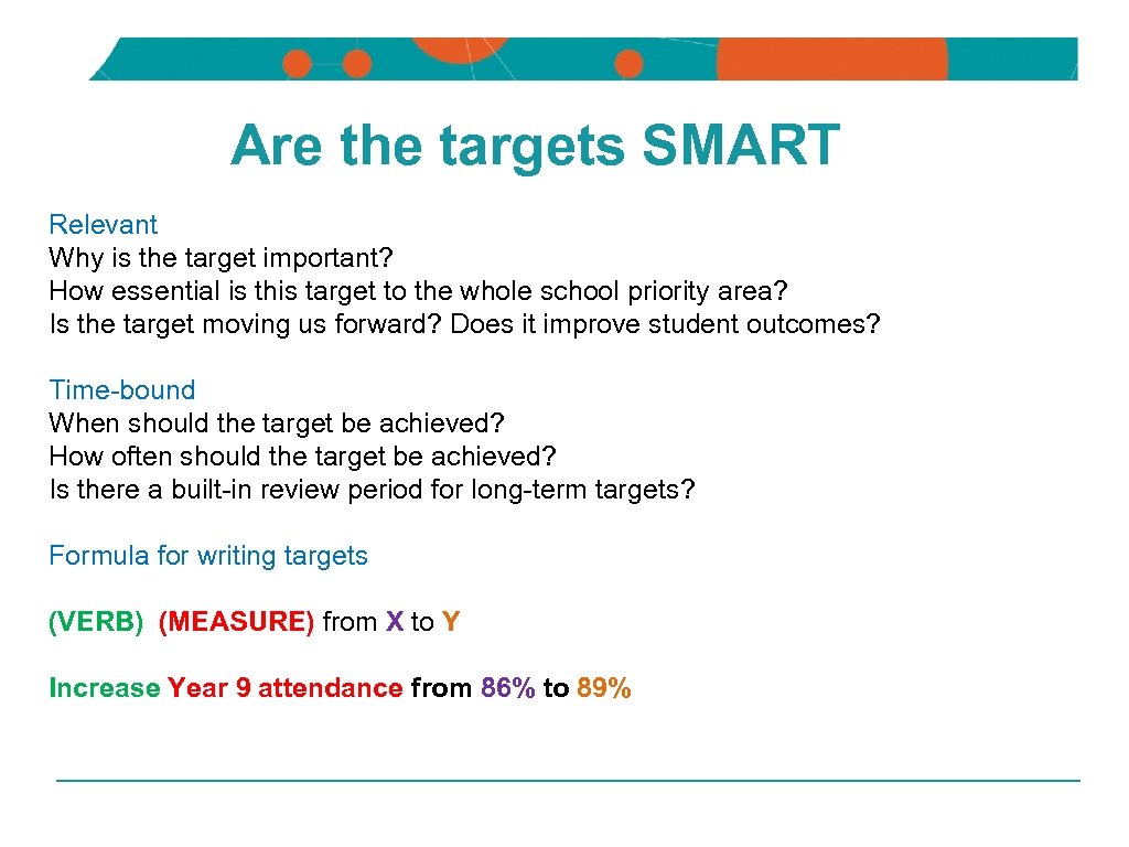 NSW DEPARTMENT OF EDUCATION AND TRAINING Are the targets SMART Relevant Why is the