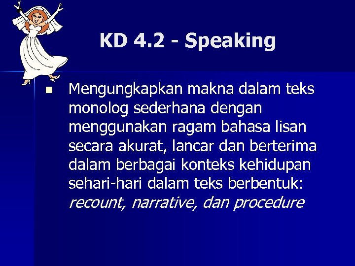 KD 4. 2 - Speaking n Mengungkapkan makna dalam teks monolog sederhana dengan menggunakan