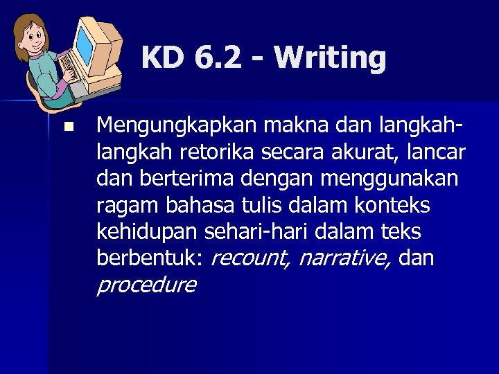 KD 6. 2 - Writing n Mengungkapkan makna dan langkah retorika secara akurat, lancar