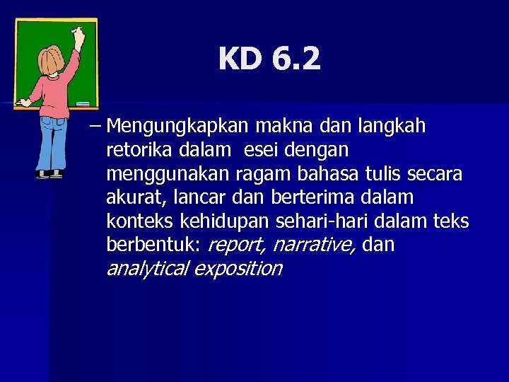 KD 6. 2 – Mengungkapkan makna dan langkah retorika dalam esei dengan menggunakan ragam