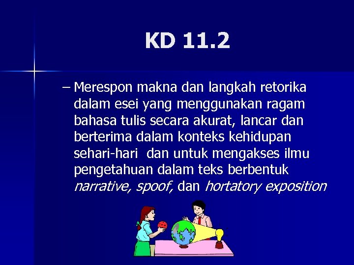 KD 11. 2 – Merespon makna dan langkah retorika dalam esei yang menggunakan ragam