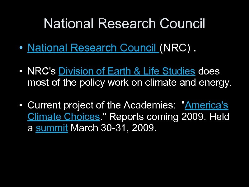 National Research Council • National Research Council (NRC). • NRC's Division of Earth &