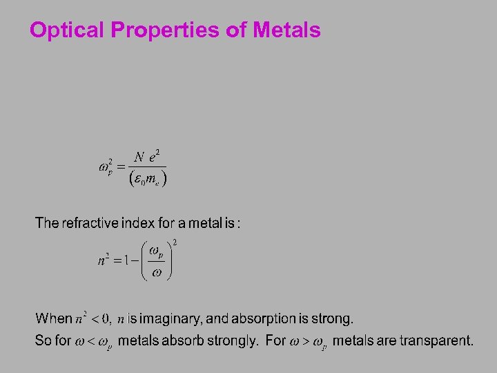 Optical Properties of Metals 