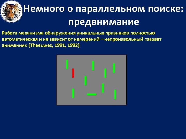 Немного о параллельном поиске: предвнимание Работа механизма обнаружения уникальных признаков полностью автоматическая и не