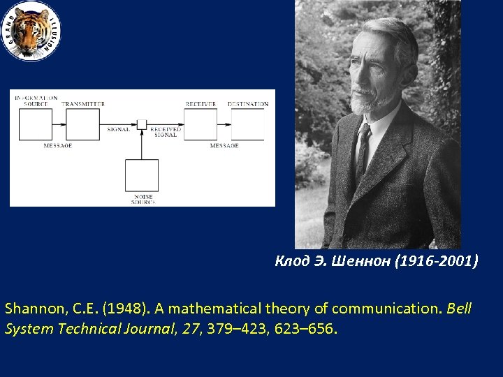Клод Э. Шеннон (1916 -2001) Shannon, C. E. (1948). A mathematical theory of communication.