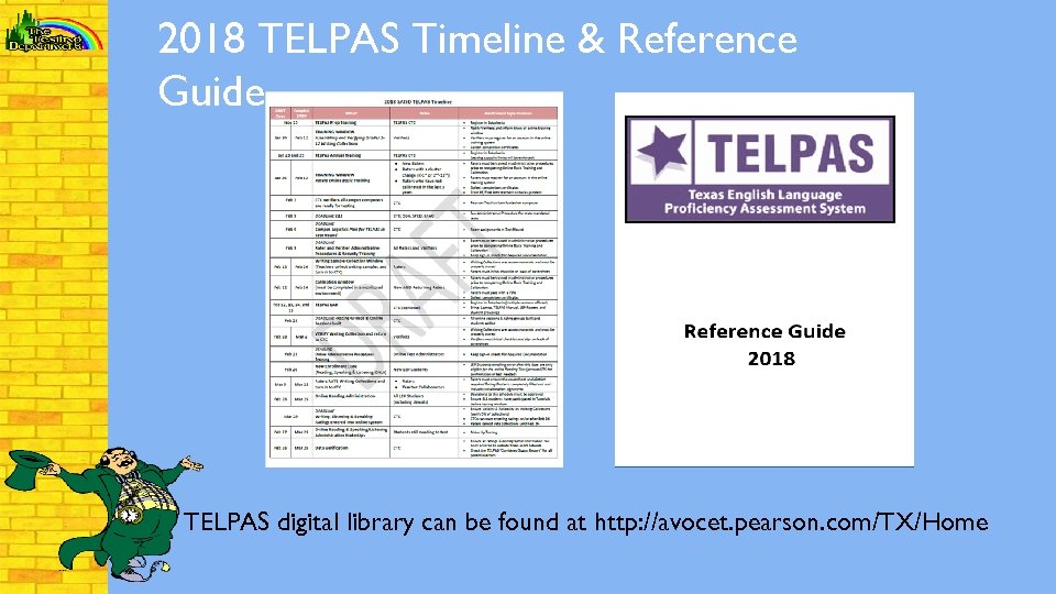 2018 TELPAS Timeline & Reference Guide TELPAS digital library can be found at http: