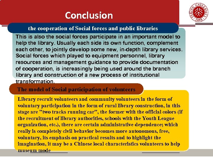 Conclusion the cooperation of Social forces and public libraries This is also the social