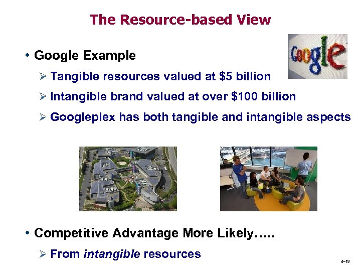 The Resource-based View • Google Example Ø Tangible resources valued at $5 billion Ø