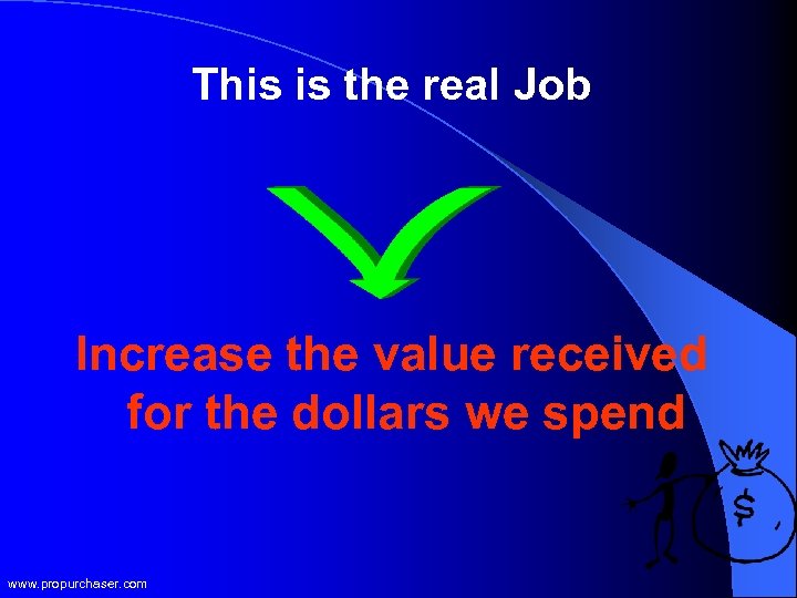 This is the real Job Increase the value received for the dollars we spend
