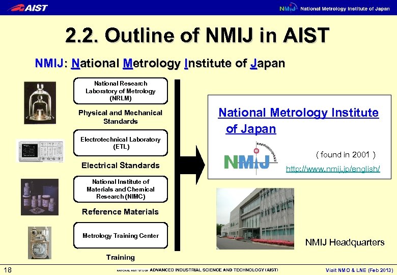 2. 2. Outline of NMIJ in AIST NMIJ: National Metrology Institute of Japan National