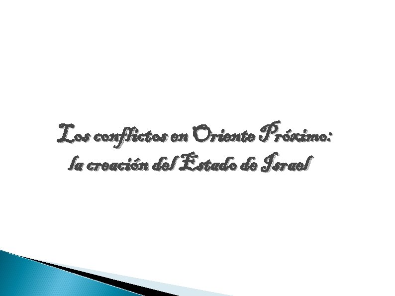 Los conflictos en Oriente Próximo: la creación del Estado de Israel 