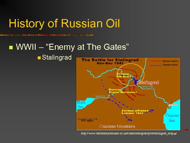 History of Russian Oil n WWII – “Enemy at The Gates” n Stalingrad http: